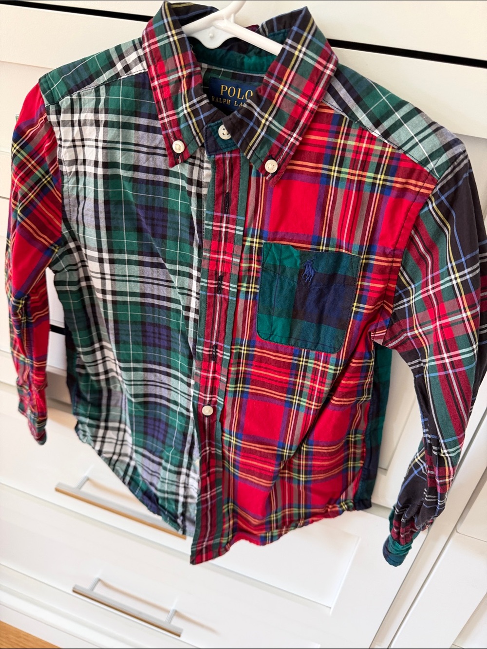 Polo by Ralph Lauren Red & Green Patchwork Plaid Button-Down Shirt